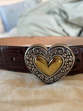 VINTAGE BRIGHTON HEART BUCKLE ALLIGATOR LEATHER BELT